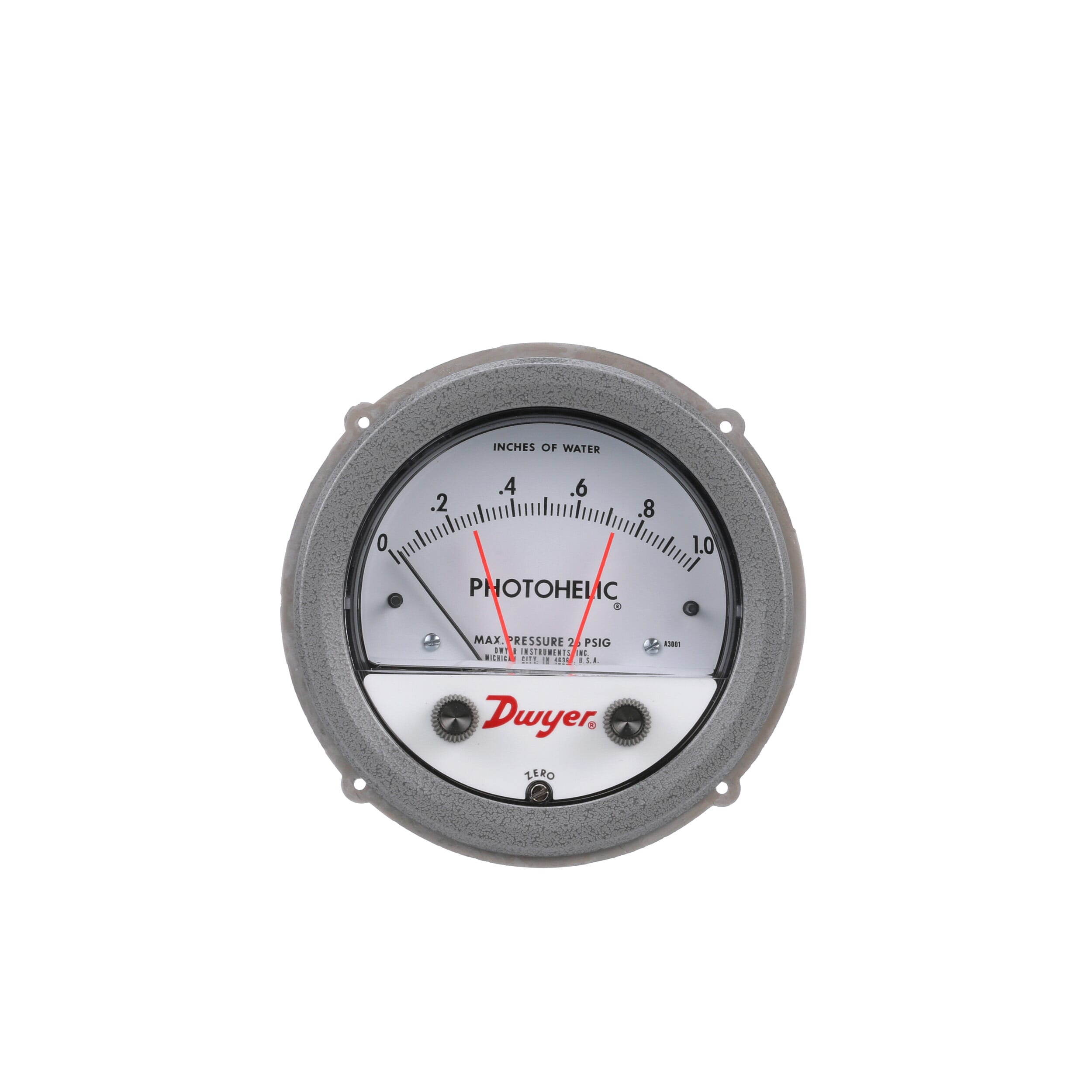 Range 0-10WC Range 0-10WC Dwyer Instruments A3010 Dwyer Photohelic Series A3000 Pressure Switch/Gauge